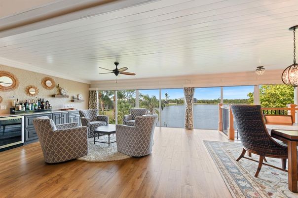 Interior, Living room, Pendant Lights, Water, Wood Texture Flooring