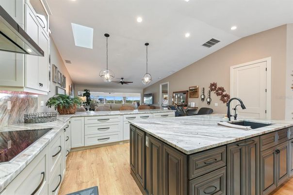 Interior, Kitchen, Pendant Lights, Recessed Lighting, Wood Texture Flooring