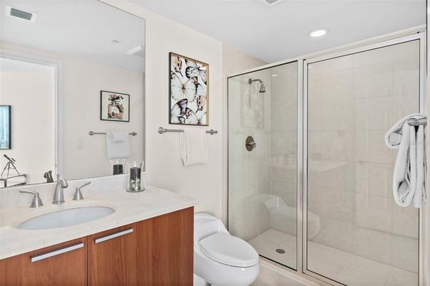Bathroom, Glass Shower, Interior, Recessed Lighting