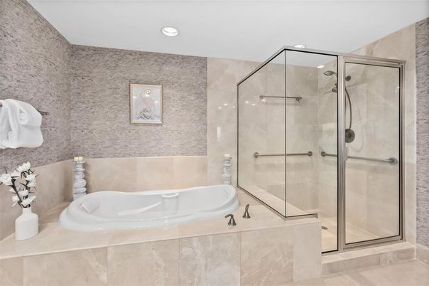 Bathroom, Glass Shower, Interior, Recessed Lighting