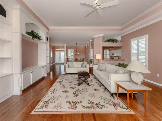 Interior, Living room, Pendant Lights, Wood Texture Flooring