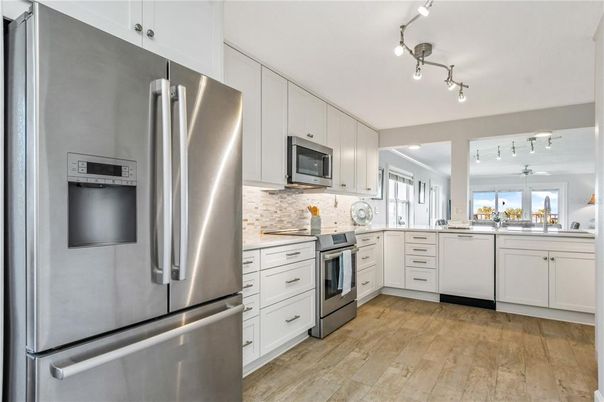 Interior, Kitchen, Stainless Steel Appliances, Wood Texture Flooring