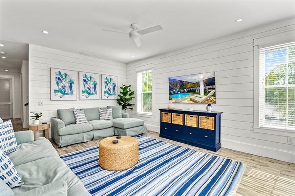 Bedroom, Interior, Living room, Recessed Lighting, Wood Texture Flooring