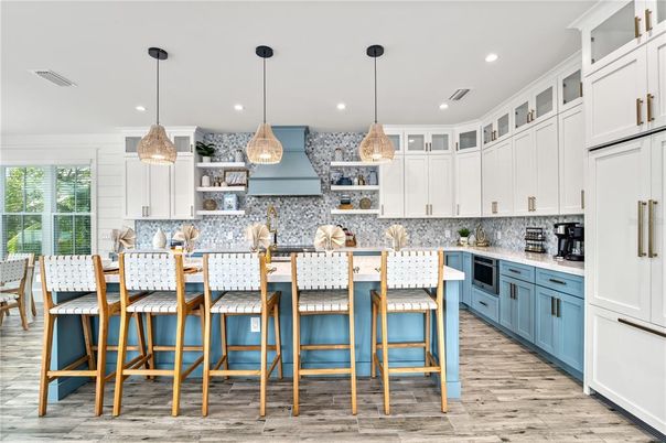 Interior, Kitchen, Pendant Lights, Recessed Lighting, Wood Texture Flooring