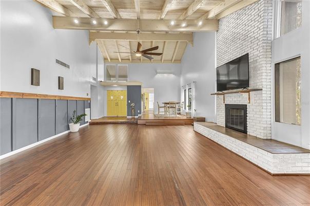 Fireplace, Interior, Stone Walls, Wooden Beams, Wooden Ceilings, Wood Texture Flooring