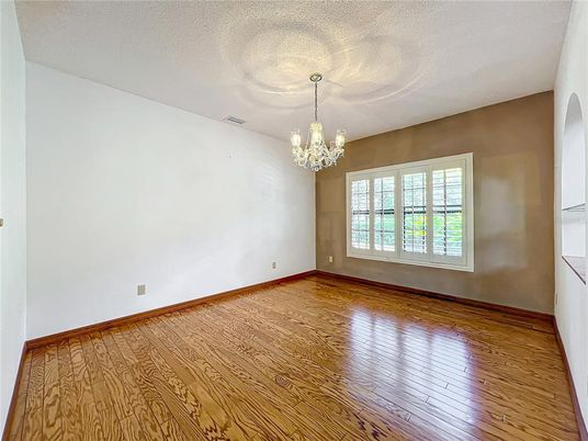 Chandelier, Empty room, Interior, Wood Texture Flooring