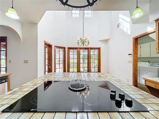 Interior, Kitchen, Pendant Lights, Tile Countertops