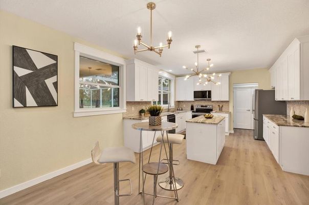 Chandelier, Interior, Kitchen, Pendant Lights, Wood Texture Flooring