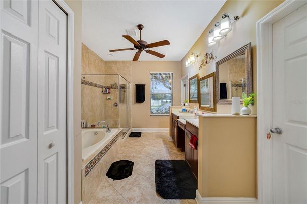 Bathroom, Dual Sink Vanities, Glass Shower, Interior