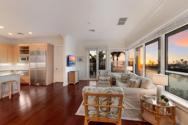 Interior, Kitchen, Living room, Recessed Lighting, Stainless Steel Appliances, Wood Texture Flooring