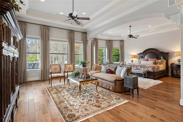 Bedroom, Interior, Living room, Recessed Lighting, Wood Texture Flooring