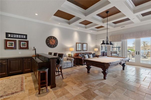 Billiard Table, Game Room, Interior, Pendant Lights, Recessed Lighting