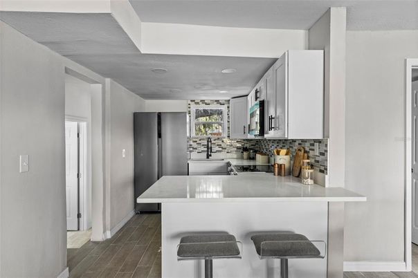 Interior, Kitchen, Recessed Lighting, Wood Texture Flooring