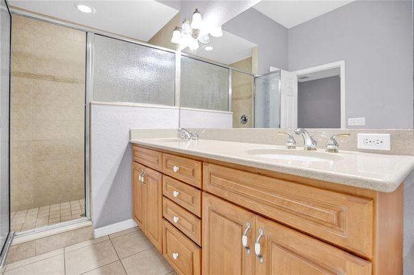Bathroom, Dual Sink Vanities, Glass Shower, Interior, Recessed Lighting