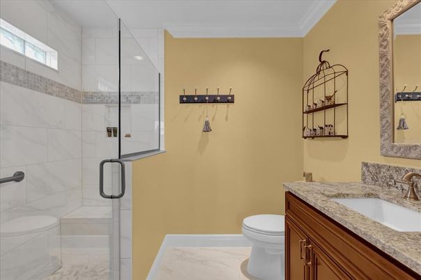 Bathroom, Glass Shower, Interior, Marble