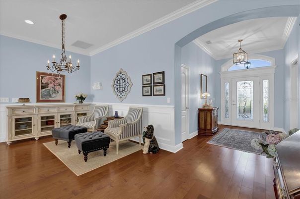 Chandelier, Interior, Recessed Lighting, Wood Texture Flooring