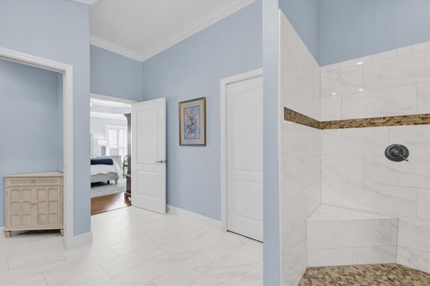 Bathroom, Bedroom, Interior, Marble, Marble Walls, Wood Texture Flooring