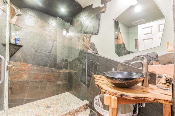 Bathroom, Glass Shower, Interior, Recessed Lighting