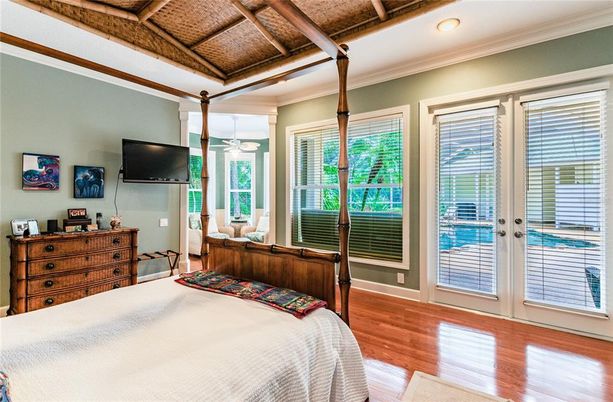 Bedroom, Interior, Recessed Lighting, Wooden Beams, Wooden Ceilings, Wood Texture Flooring