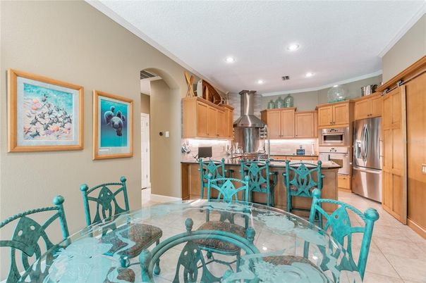 Dining room, Interior, Kitchen, Recessed Lighting, Stainless Steel Appliances
