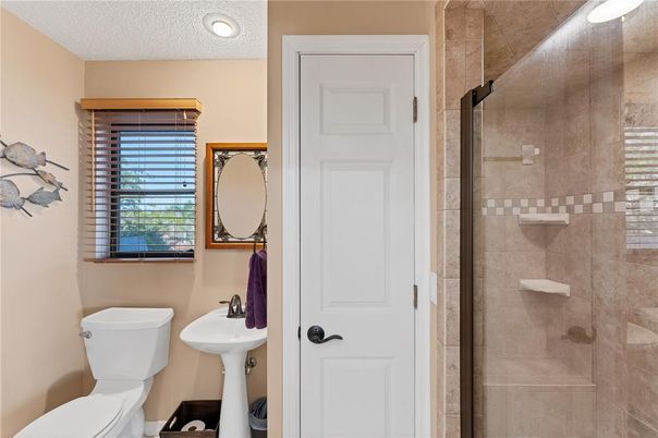 Bathroom, Glass Shower, Interior, Recessed Lighting