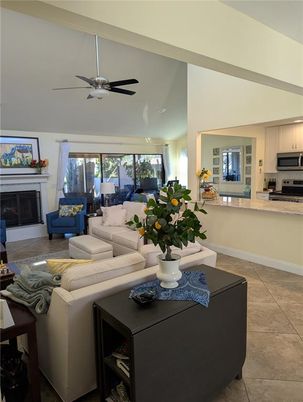 Fireplace, Interior, Kitchen, Living room, Stainless Steel Appliances