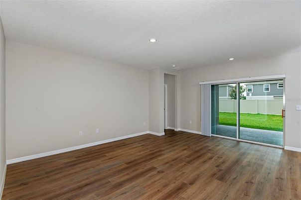 Empty room, Interior, Recessed Lighting, Wood Texture Flooring