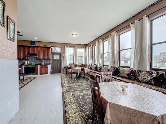 Dining room, Interior, Kitchen, Living room, Recessed Lighting