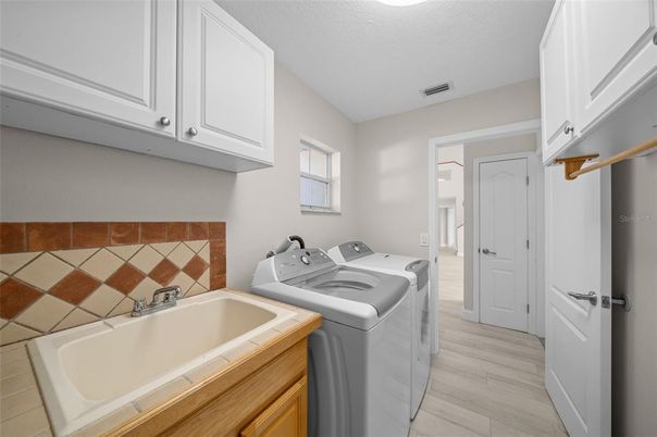 Interior, Washer, Wood Texture Flooring