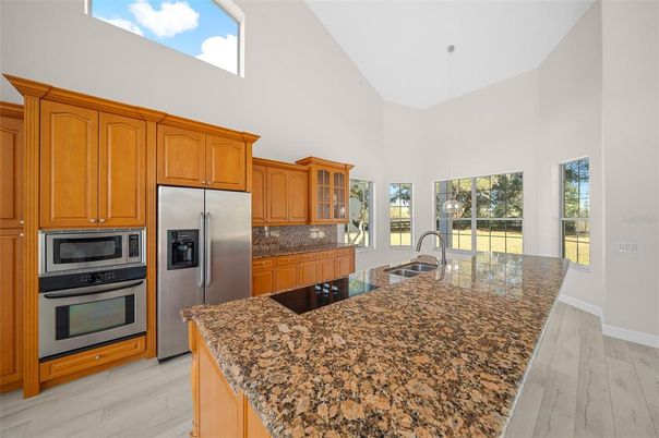 Interior, Kitchen, Pendant Lights, Stainless Steel Appliances, Wood Texture Flooring