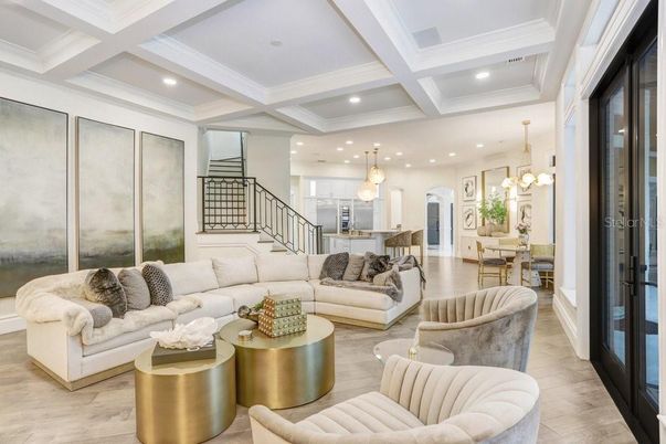 Dining room, Interior, Kitchen, Living room, Pendant Lights, Recessed Lighting, Wood Texture Flooring