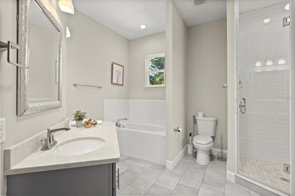 Bathroom, Dual Sink Vanities, Glass Shower, Interior, Recessed Lighting