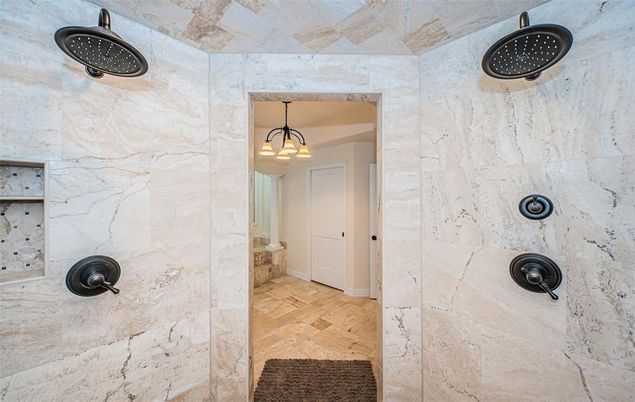 Bathroom, Interior, Marble Walls, Pendant Lights