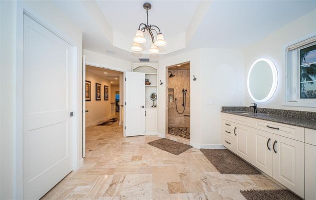 Bathroom, Chandelier, Interior, Recessed Lighting