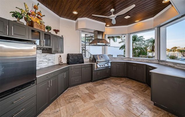 Interior, Kitchen, Recessed Lighting, Stainless Steel Appliances, Wooden Ceilings