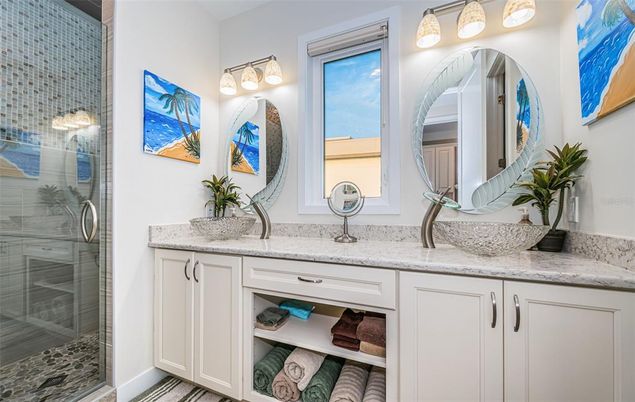 Bathroom, Dual Sink Vanities, Glass Shower, Interior