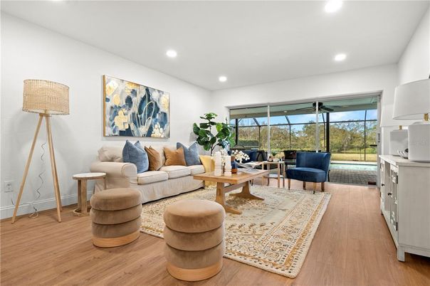 Interior, Living room, Recessed Lighting, Wood Texture Flooring