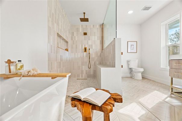 Bathroom, Glass Shower, Interior, Recessed Lighting