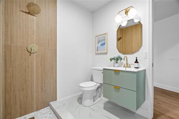 Bathroom, Interior, Marble, Wood Texture Flooring