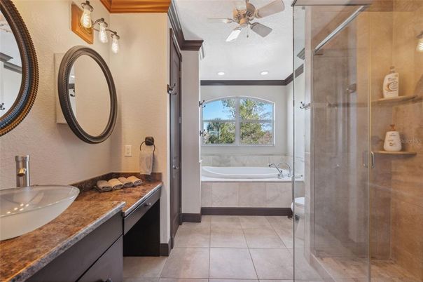 Bathroom, Dual Sink Vanities, Glass Shower, Interior, Recessed Lighting