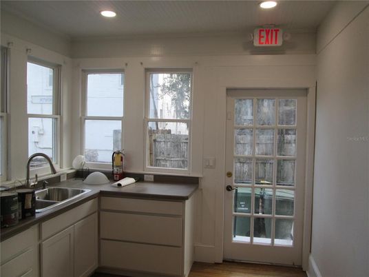 Interior, Kitchen, Recessed Lighting, Wood Texture Flooring