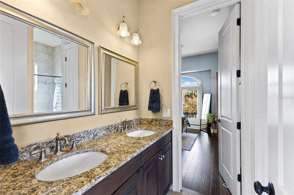 Bathroom, Dual Sink Vanities, Interior, Wood Texture Flooring