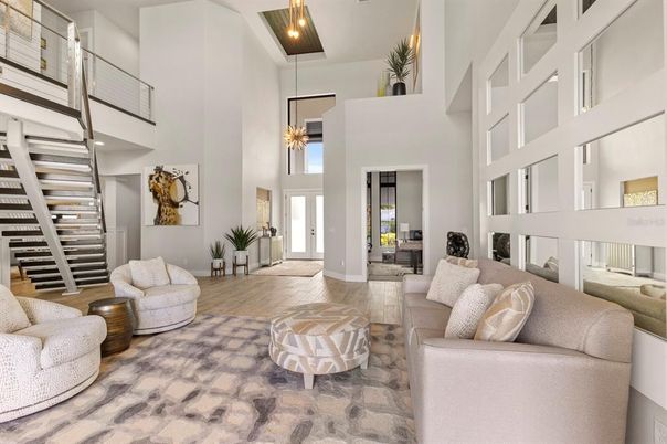 Interior, Living room, Pendant Lights, Wood Texture Flooring