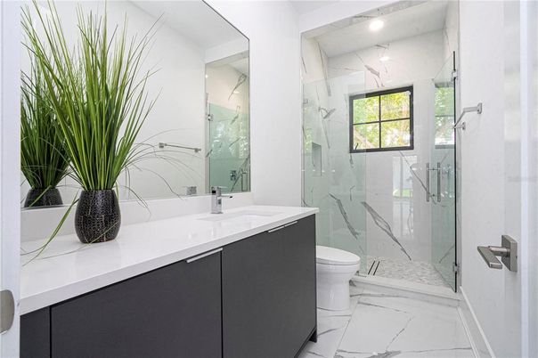 Bathroom, Glass Shower, Interior, Marble, Marble Walls