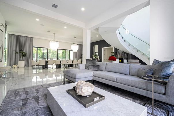 Dining room, Interior, Living room, Pendant Lights, Recessed Lighting