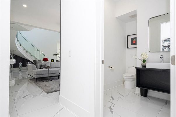 Bathroom, Interior, Marble, Recessed Lighting