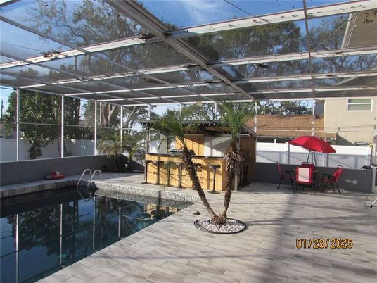 Glass Ceilings, Interior, Pool, Sun Room, Wood Texture Flooring