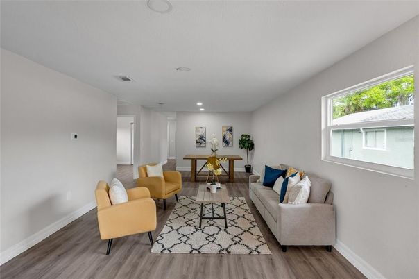 Interior, Living room, Recessed Lighting, Wood Texture Flooring