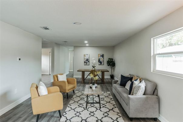 Interior, Living room, Recessed Lighting, Wood Texture Flooring