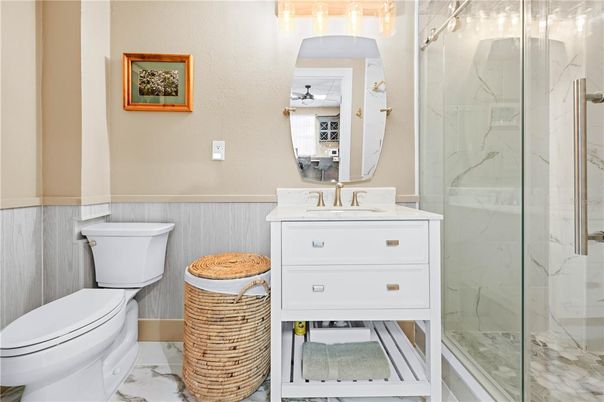 Bathroom, Glass Shower, Interior, Marble, Marble Walls